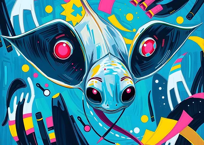 Abstract Fish Illustration with Bright Colors