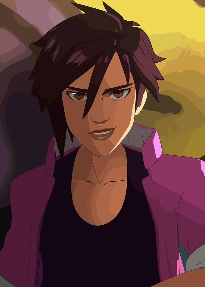 Animated Woman with Pink Jacket