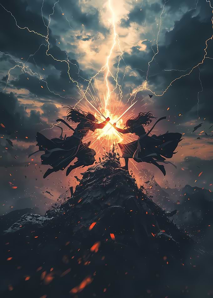 Samurai Duel Under Lightning Storm