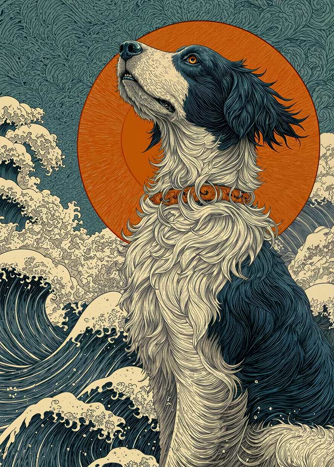 Springer Spaniel with Waves