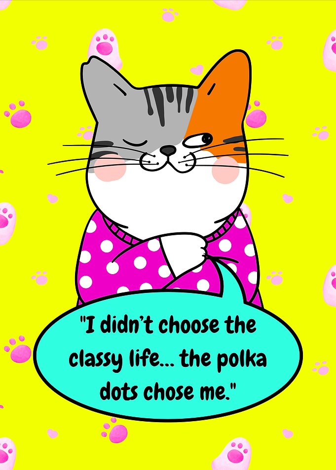 Funny and Classy Cat with Polka Dots
