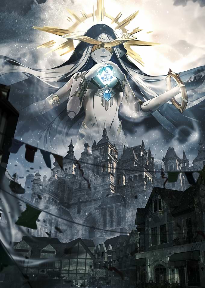 Celestial Being Overlooking a Medieval City