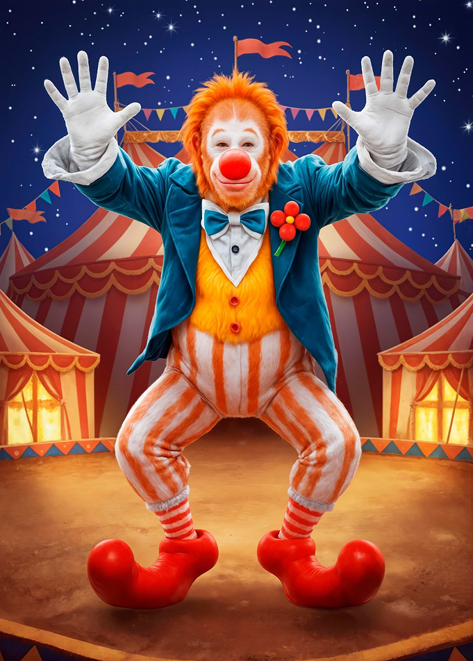 Circus clown orangutan