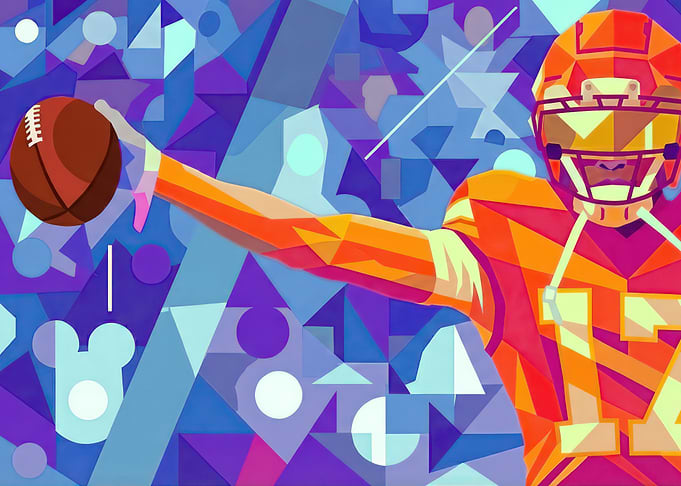 Geometric Football Player Throwing Ball