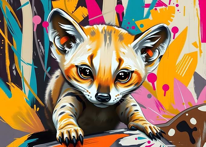 Cute Fennec Fox with Abstract Background