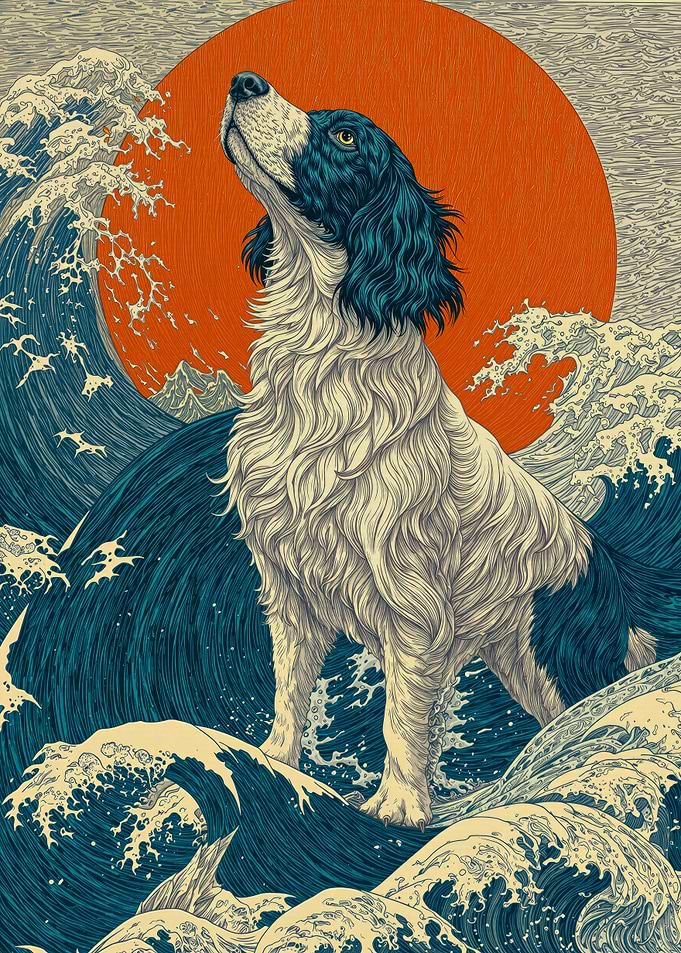 Springer Spaniel On Waves