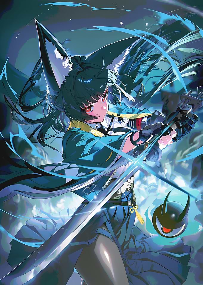 Anime Fox Girl with Sword