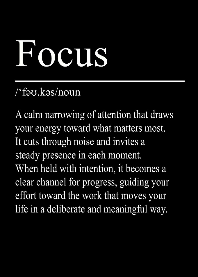 Focus Definition – Black | Minimalist Typography Poster