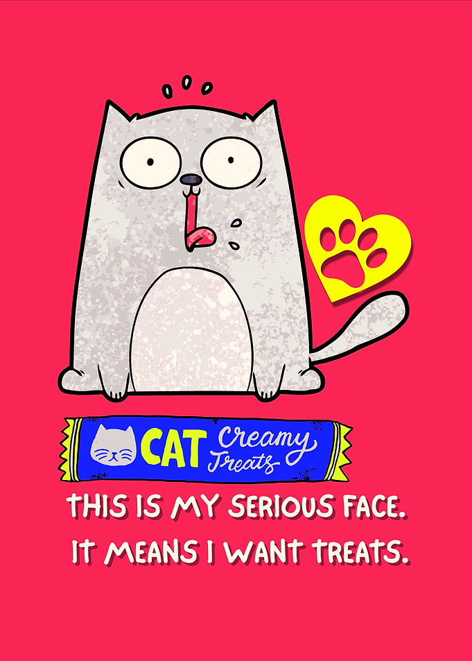 Cartoon Cat Wants Creamy Treats