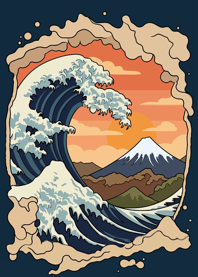 Great Wave Mount Fuji Illustration