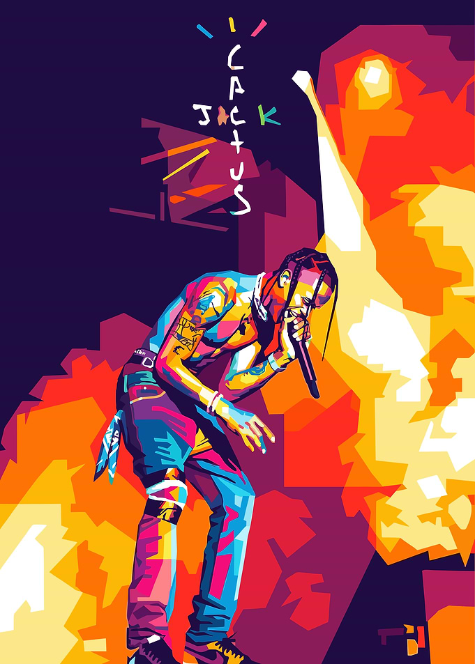 Travis Scott Colorful Pop Art Portrait