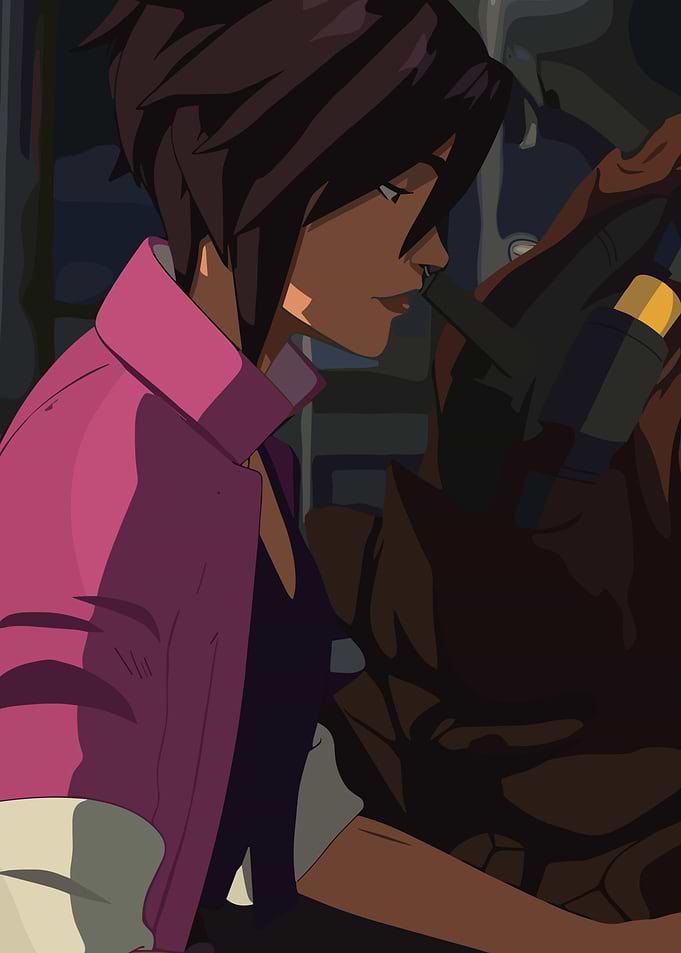 Animated Woman in Pink Jacket