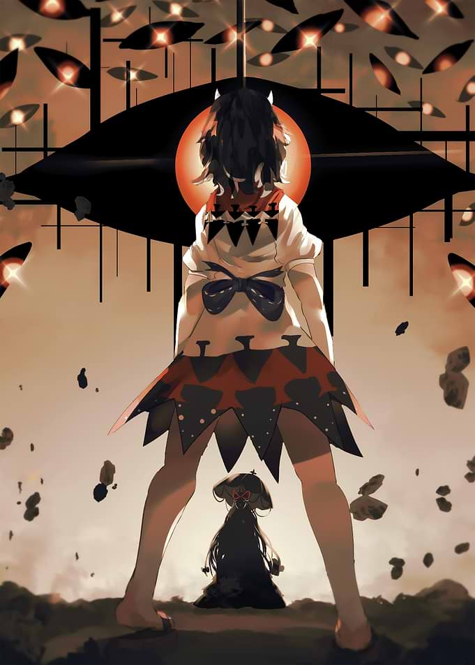 Anime Girl Confronting Shadowy Figure