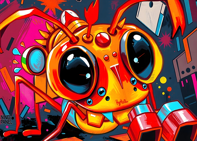 Cartoon Ant Character in Cityscape
