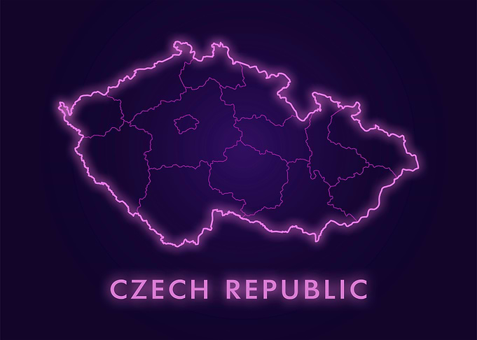 Czech Republic Neon Map