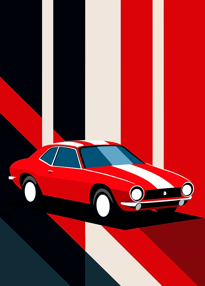 Red Car Pop Art Illustration