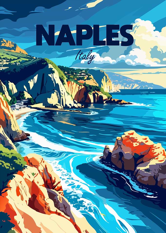Naples, Italy Travel Poster