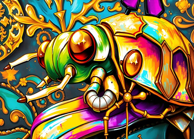 Colorful Mechanical Insect Illustration