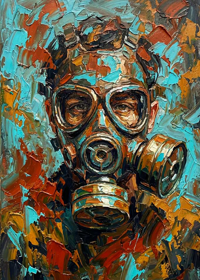 Gas Mask Portrait Painting