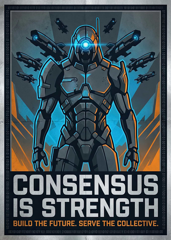 Futuristic Robot Propaganda Poster