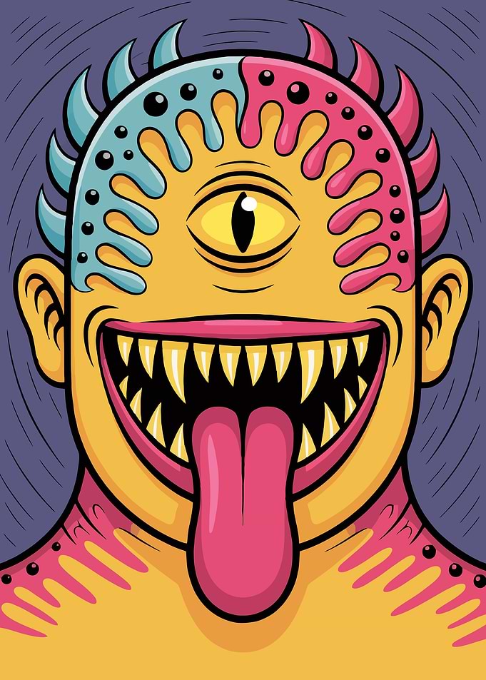 One-Eyed Monster with Tongue Out