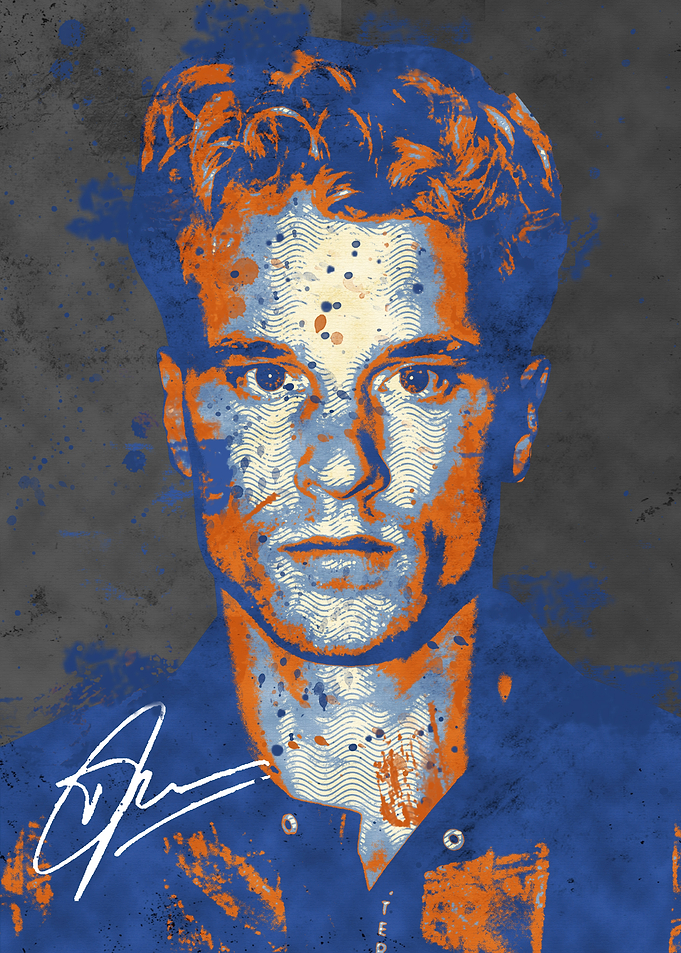 Portrait with Blue and Orange Splatter