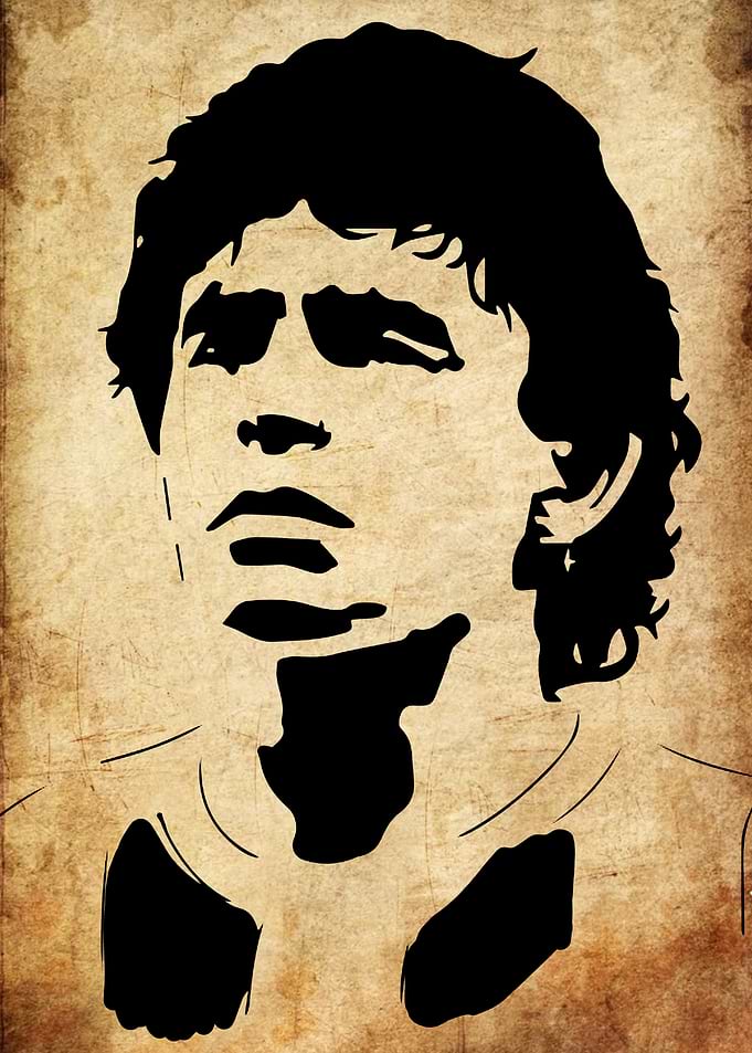 Diego Maradona Portrait Silhouette Art