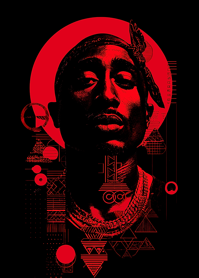 Tupac Shakur Red and Black
