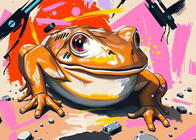 Orange Frog with Abstract Background