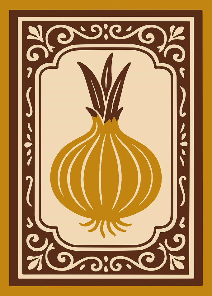 Onion Illustration in Decorative Frame