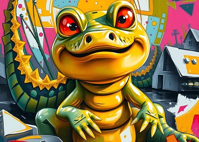 Cartoon Frog with Red Eyes