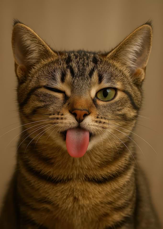 Winking Cat Sticking Out Tongue