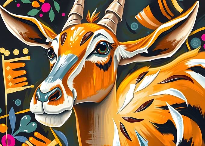 Colorful Gazelle Portrait
