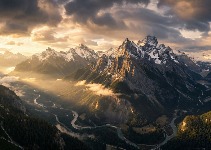 Majestic Mountain Range at Sunset