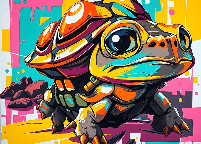 Colorful Robotic Turtle Illustration