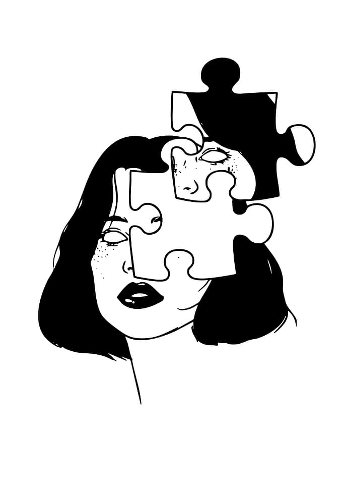 Puzzle Woman Black and White Art
