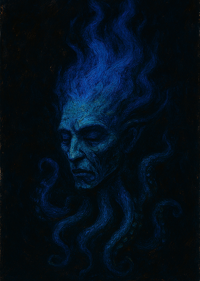 Blue Octopus Man Portrait