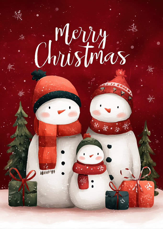 Snowman Family Merry Christmas
