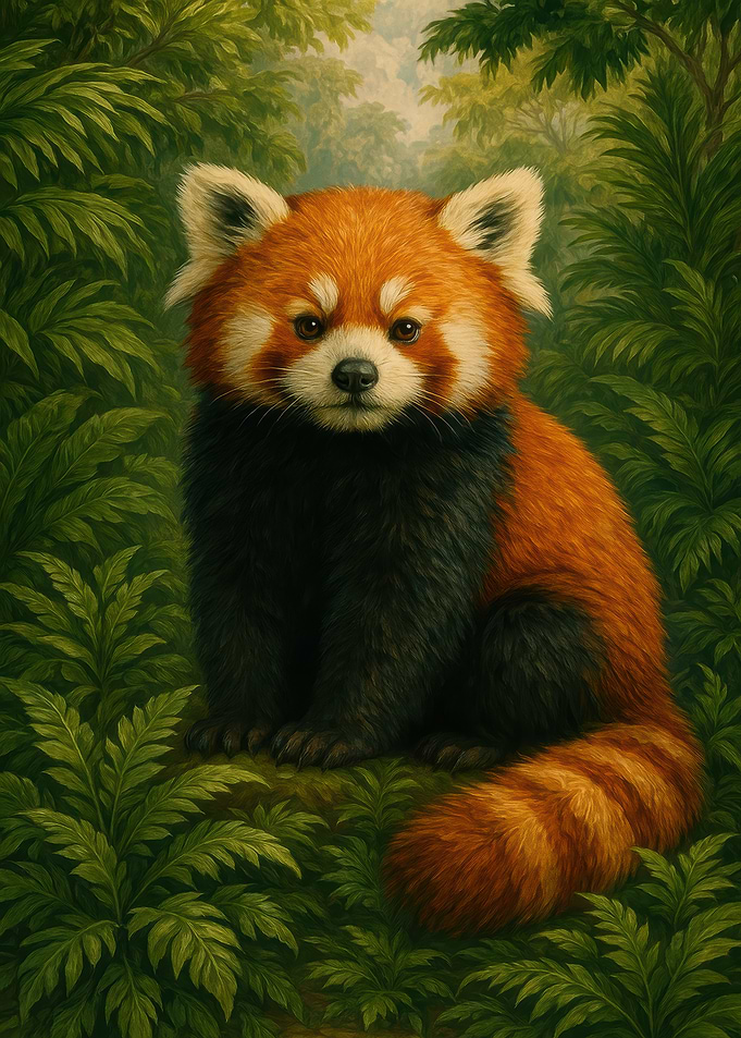 Red Panda Portrait in Lush Forest