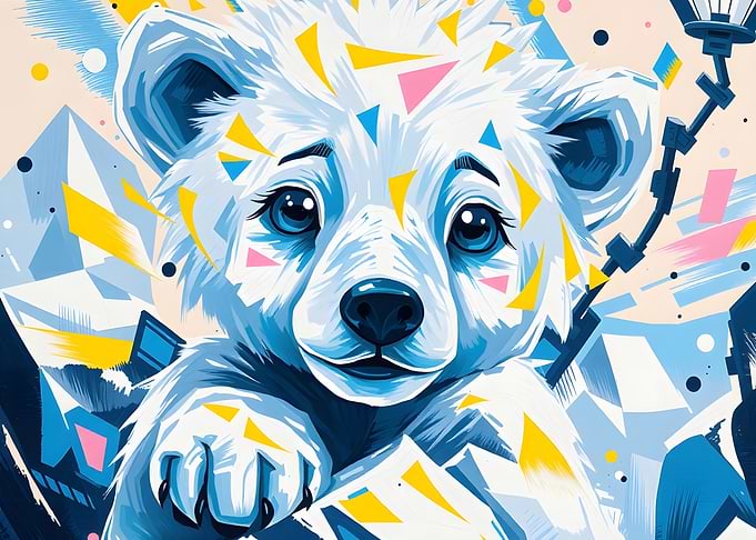 Abstract Polar Bear Cub Illustration