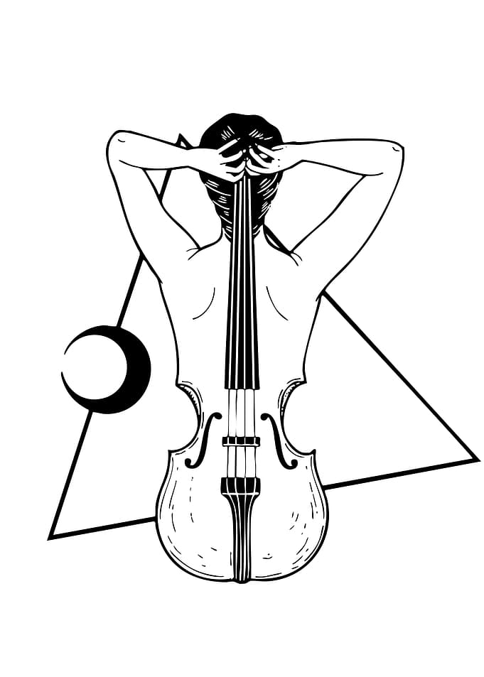 Cello Woman Black and White Art