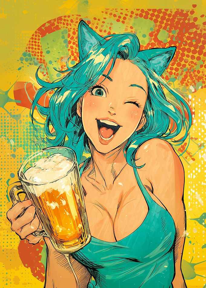 Anime Girl with Beer