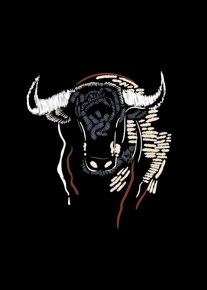 Abstract Bull Illustration on Black Background