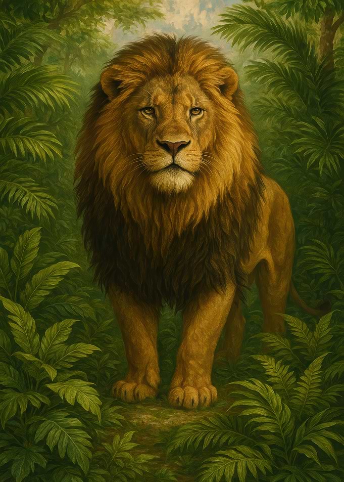 Lion in Jungle Painting