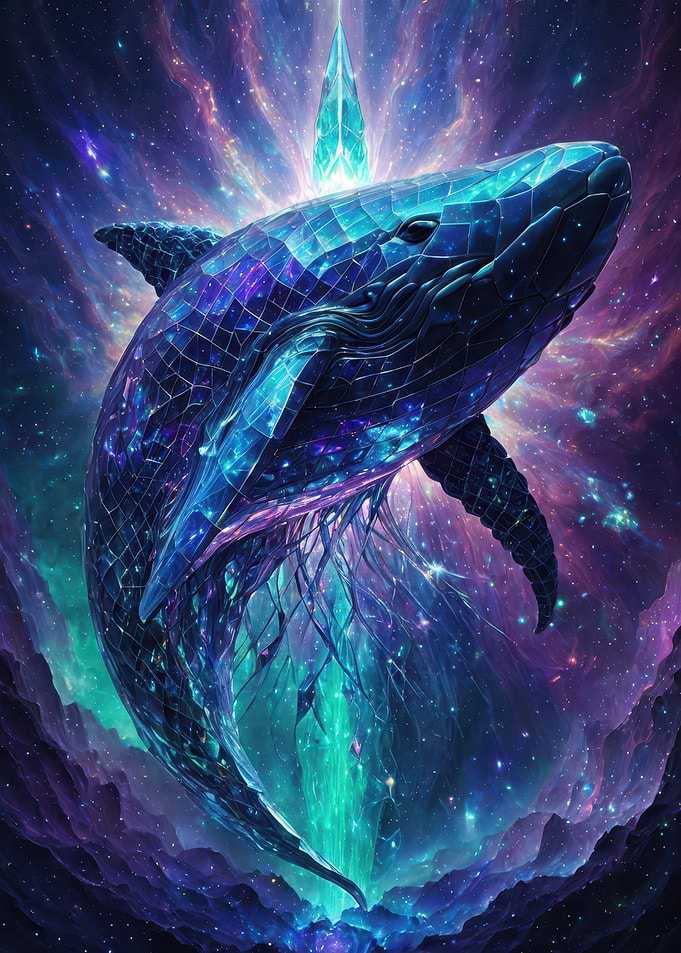 Celestial Crystal Whale — Cosmic Fantasy Illustration