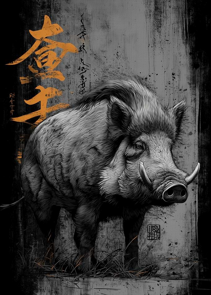 Ukiyo Minimalism Boar