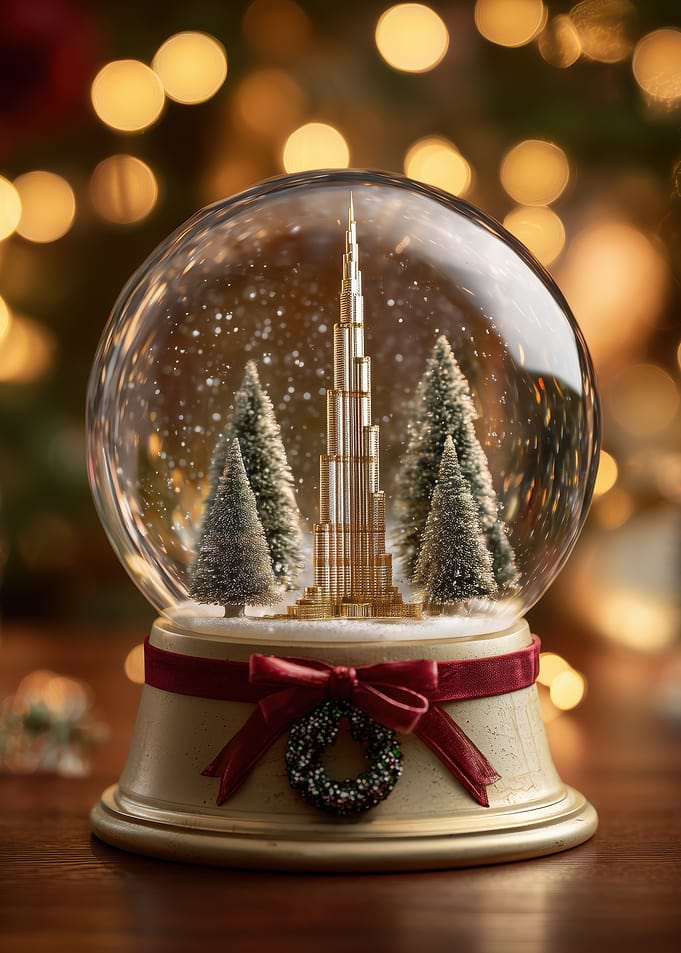 Burj Khalifa Christmas Snow Globe