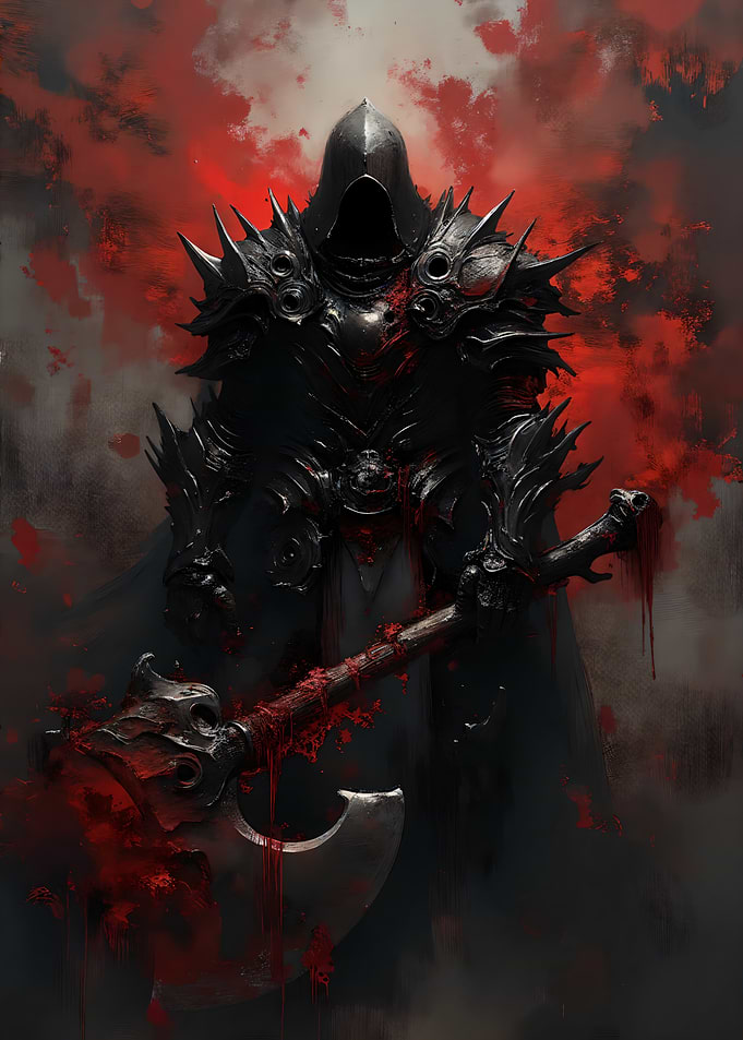 Dark Knight with Bloody Axe
