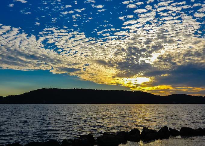 Photography of lake Sunset with Cloudy Sky