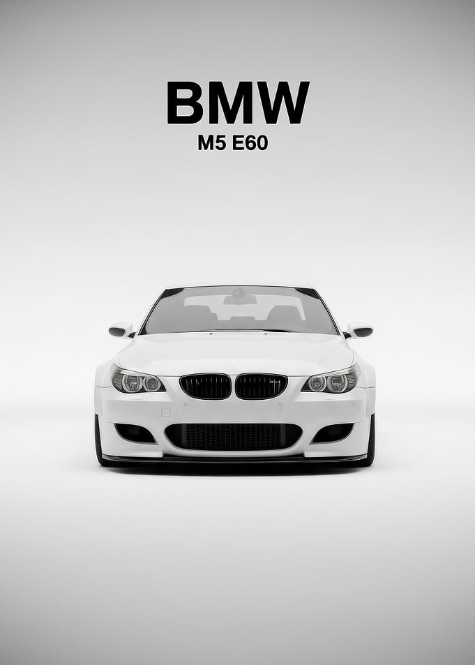 BMW M5 E60 white Front poster